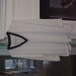 White with leather detail tunic Medium